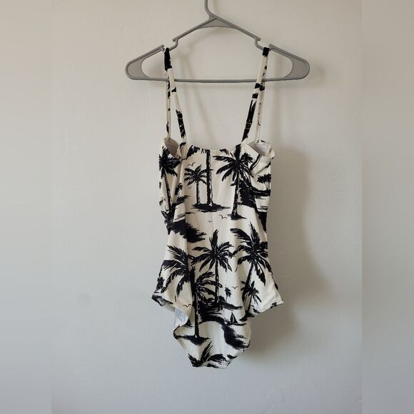 Tommy Bahama One Piece Swimsuit Bathing Suit Palm Tropical Beach Slimming Medium - Picture 5 of 6